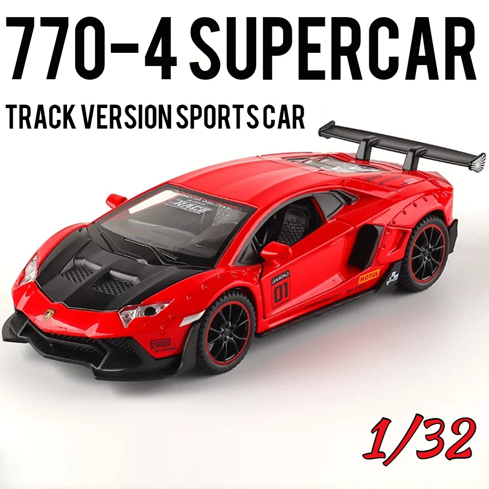 1:32 Scale LP770-4 Model Miniature Sports Cars Toy Light Sound Rubber Tires 4 Doors Opened Supercar Vehicle Unique Vocation Gift