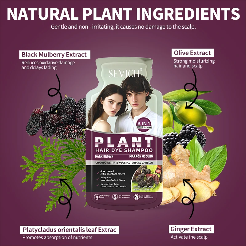 30ml Hair DyeShampoo Fast Hair Dye Cream Styling DIY Bubble Coloring Shampoo Gray Cover Nourish Hair Roots Hair Color Shampoo