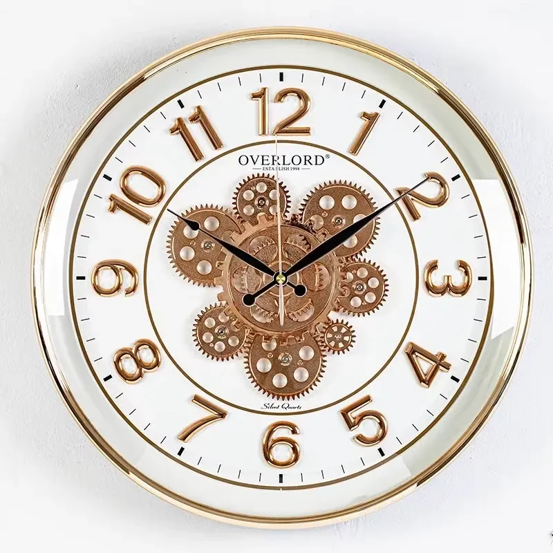 46cm Retro Wall Clock Silent Non Ticking Creative Home Decor Luxury Fashion Gear Design for Living Room Restaurant Decoration