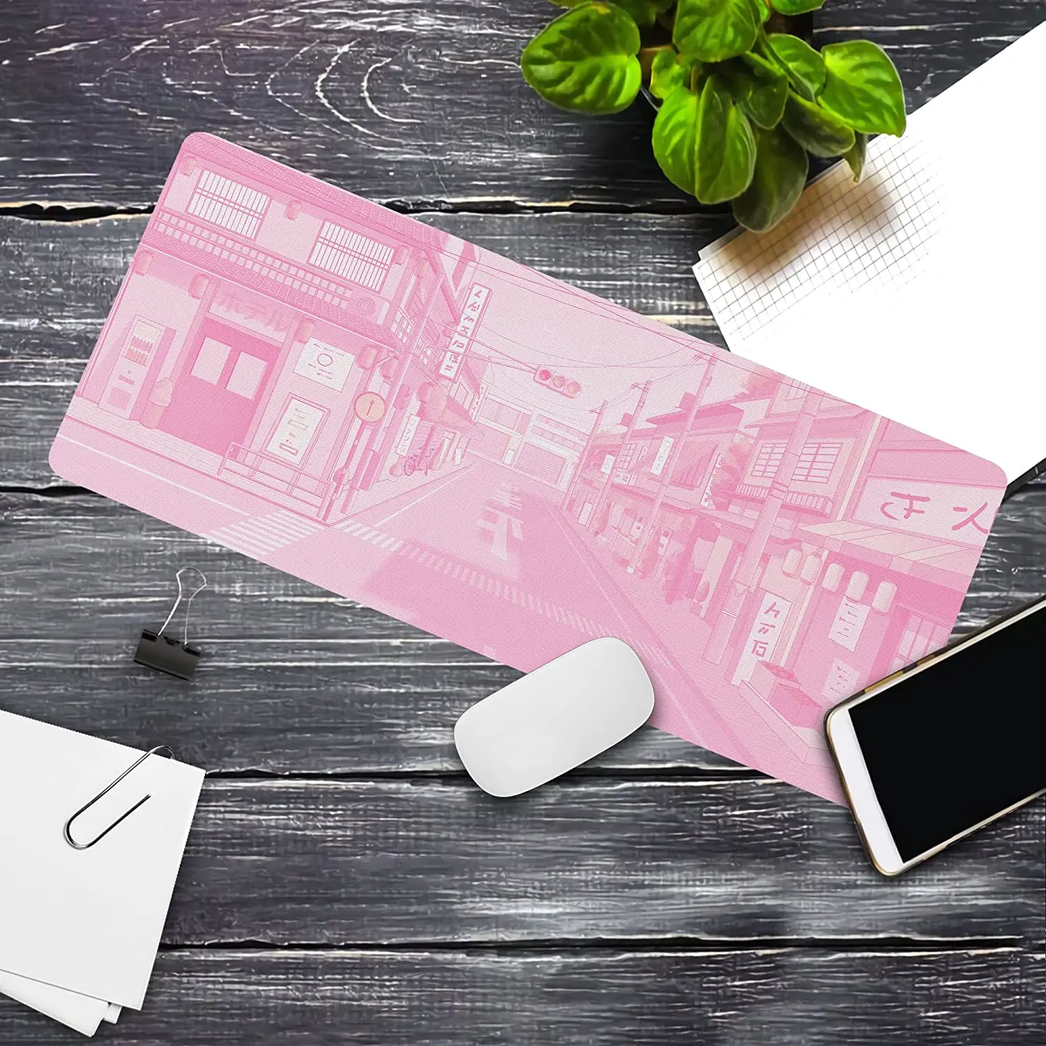 Pink Japanese Anime Vaporwave Mouse Mat Computer Pad for Lap Desk Mat Anime Mouse Pad Kawaii Large Gaming Pad Keyboard Pad