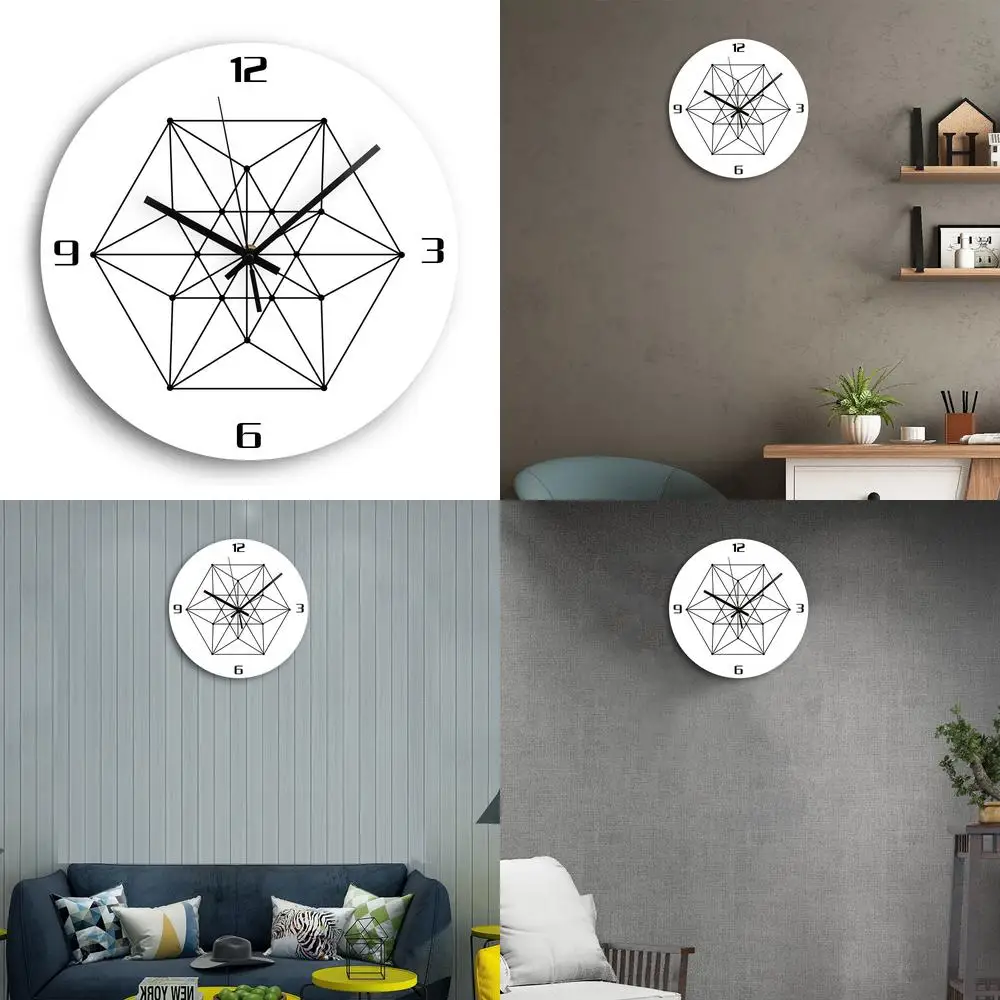 Amazon hot sale influencer acrylic black and white geometric pattern silent minimalist wall clock