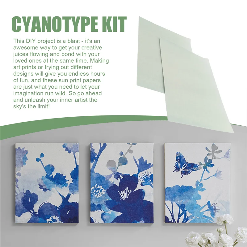 Cyanotype Paper Kit A4 Nature Printing Solar Fit For Kids Adults DIY Art Crafts Project