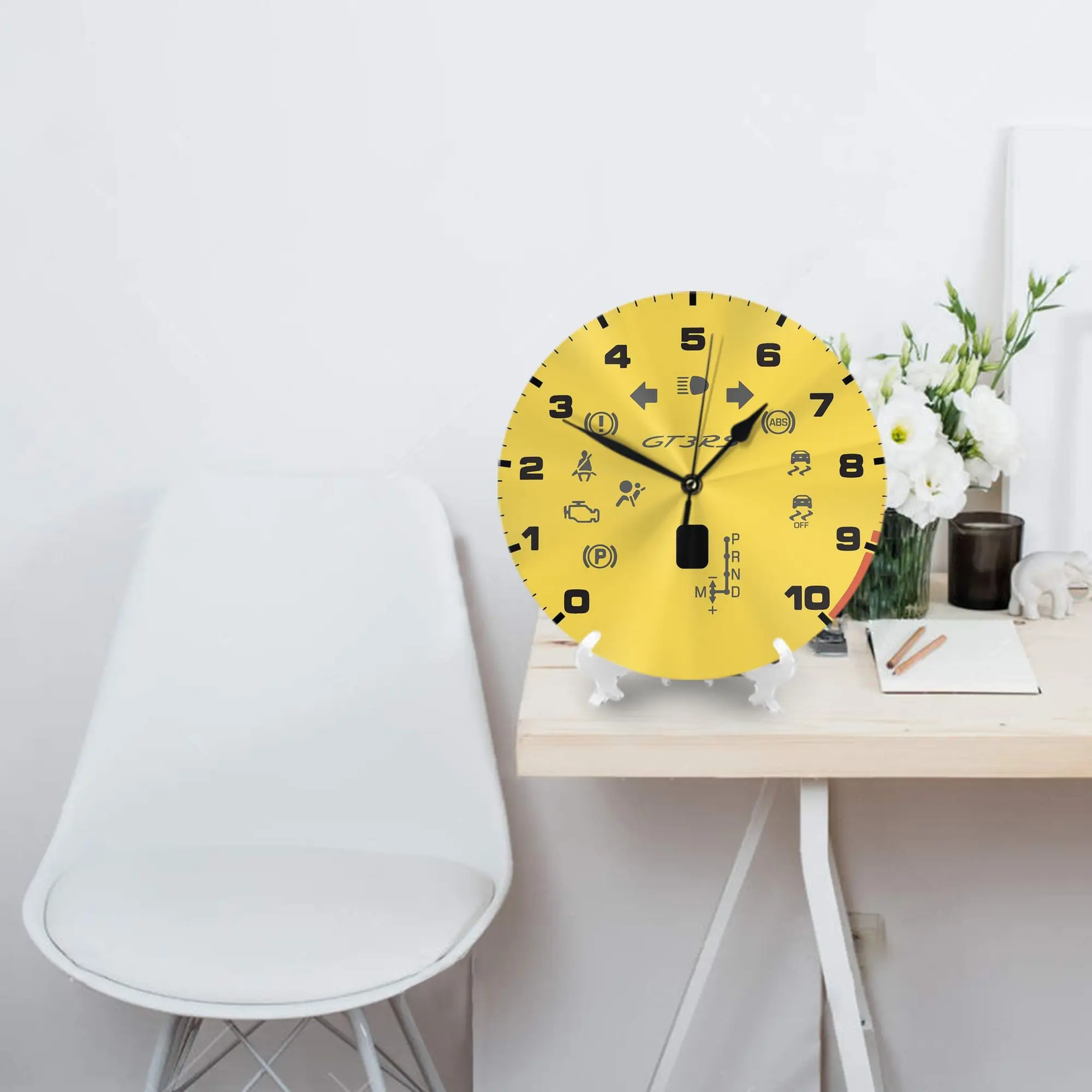 GT3 RS Gauge  Wall Clock Room Decoration Silent Round Clock for Bedroom Living Kitchen Home