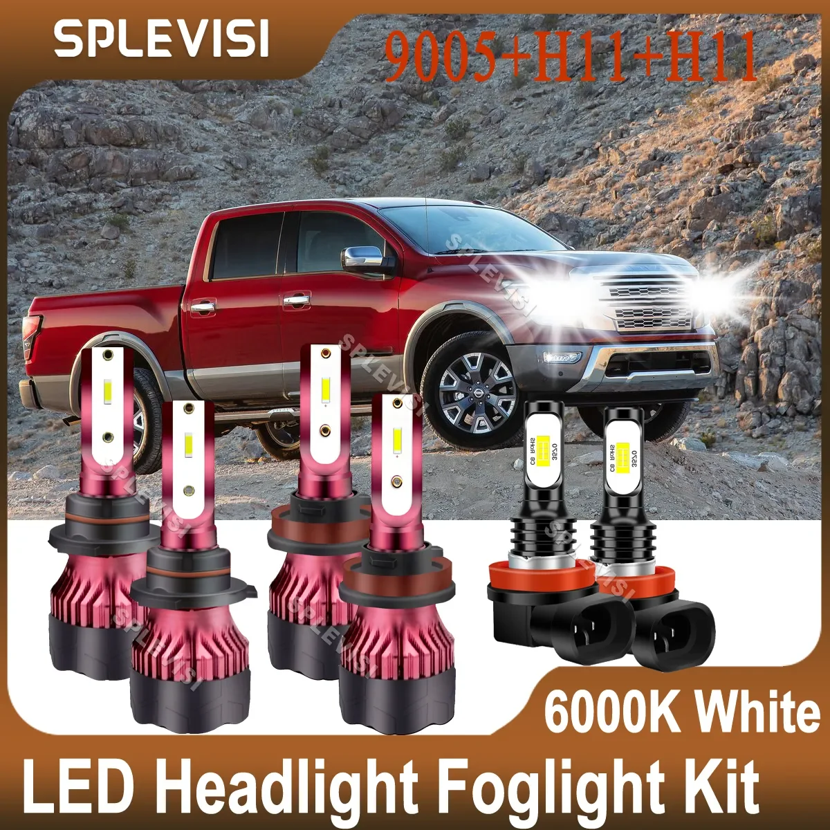 

Combo LED Headlight Foglight Kit 9005+H11+H11 For Nissan Titan 2017 2018 2019 2020 2021 Titan XD 2019 Pure White Plug & Play