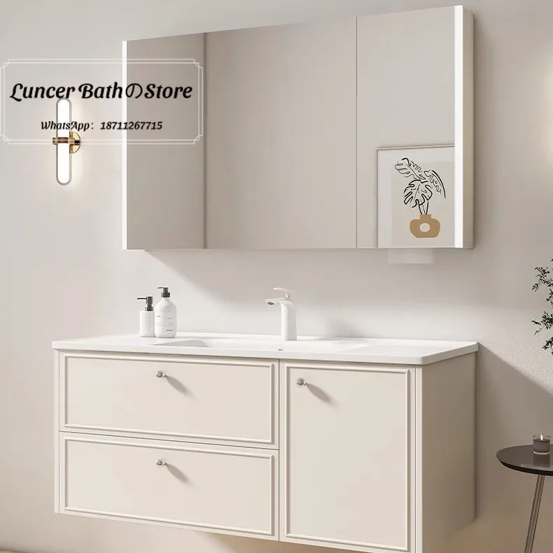 Cream-colored style tiled integrated washbasin, washbasin set for bathroom, washbasin for the bathroom suite