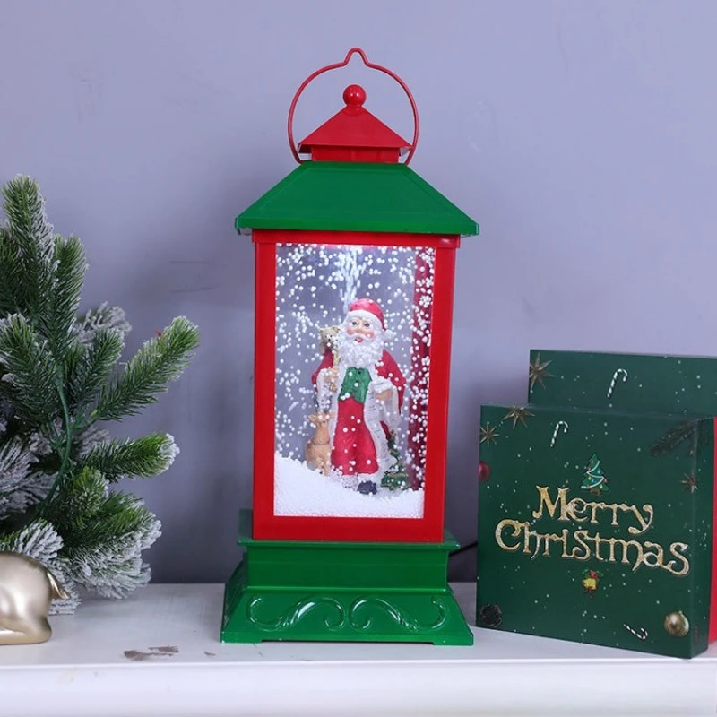 Musical Snowfall Lantern with Santa Snowman Reindeer, Christmas Decor for Hotel Mall Festival Scene