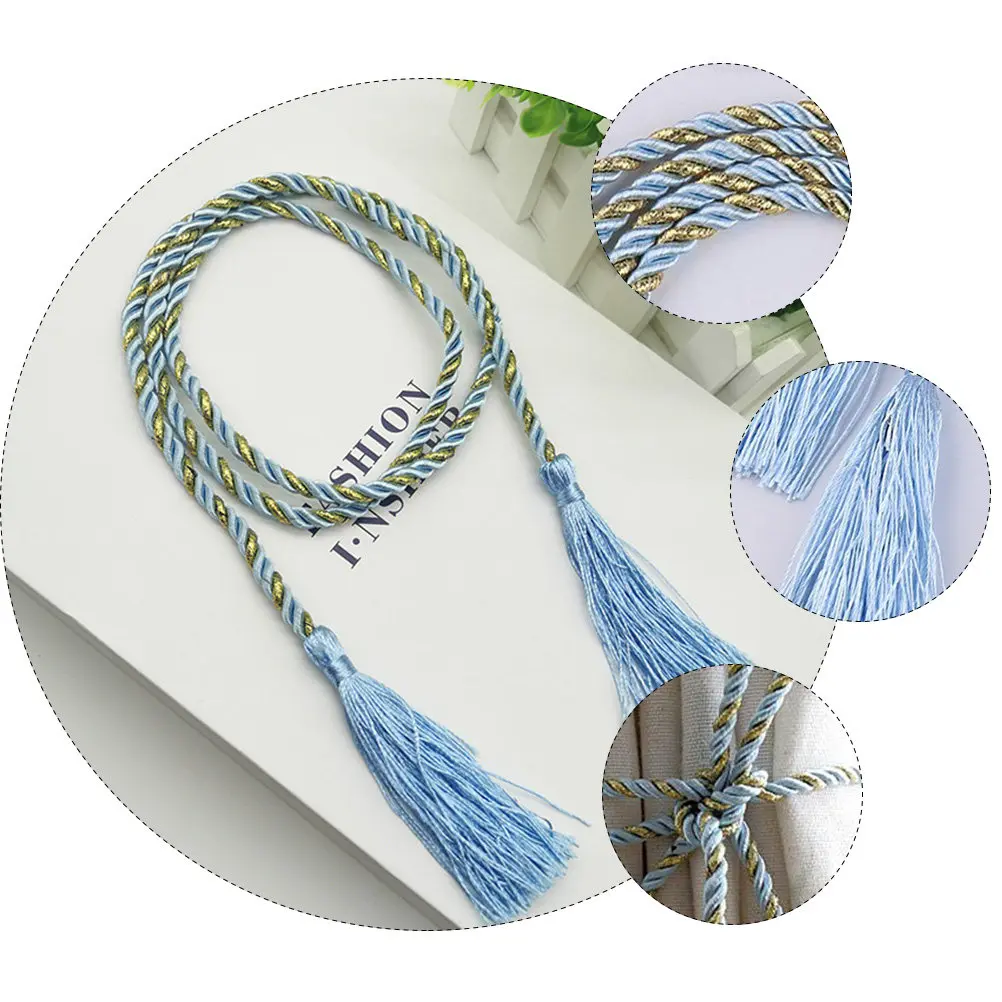 2Pcs Attractive Tassel Curtain Tieback Set Cotton Fabric Curtain Tie Rope for Drapes Living Room Bedroom Housewarming Gift
