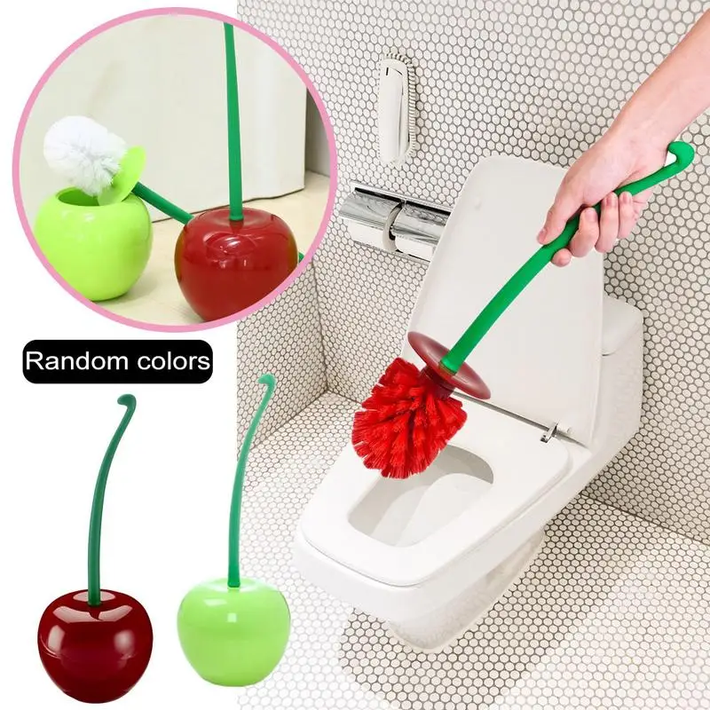 ﻿ Toilet Brush And Holder Creative Cherry Shape WC Toilet Brush Cleaning Brush for Home Bathroom Washing Room Public Toilets Use