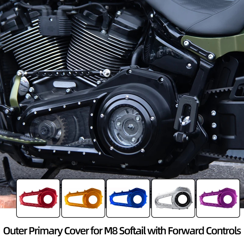 Motorcycle Outer Primary Cover Front Controls Engine Clutch Cover Derby Cover for 2018-up Harley Softail Breakout Fat Boy FLHCS