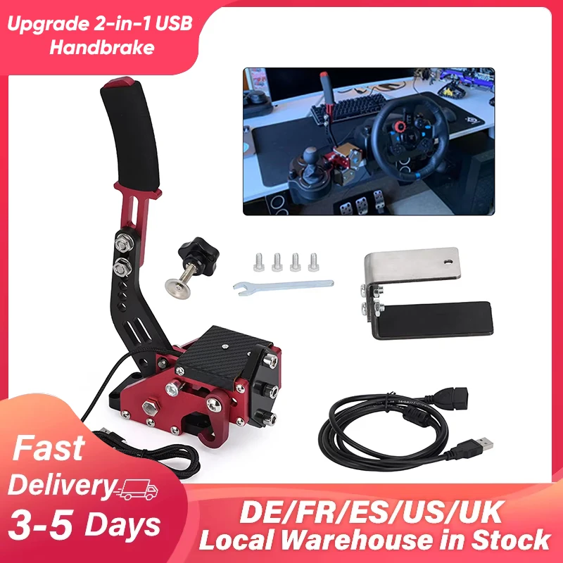 Upgrade 2-in-1 USB Handbrake for G27 G25 G29 T500 T300 PC Racing Game Fanatecosw Dirt Rally Fixed Bracket Brake System