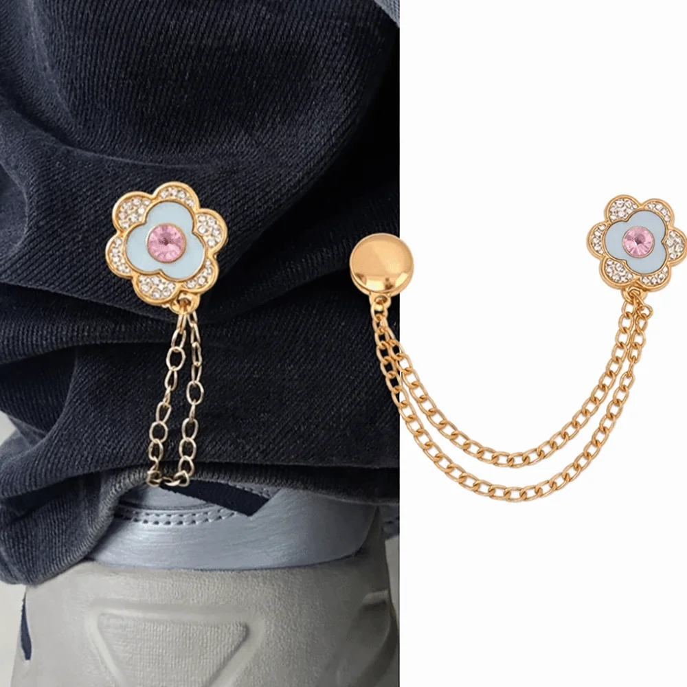 Adjustable Clothing Magnetic Clasp Seam Free Shiny Chain Metal Buttons Clip Detachable Alloy Cuff Fixing Magnet Pin Trouser Legs