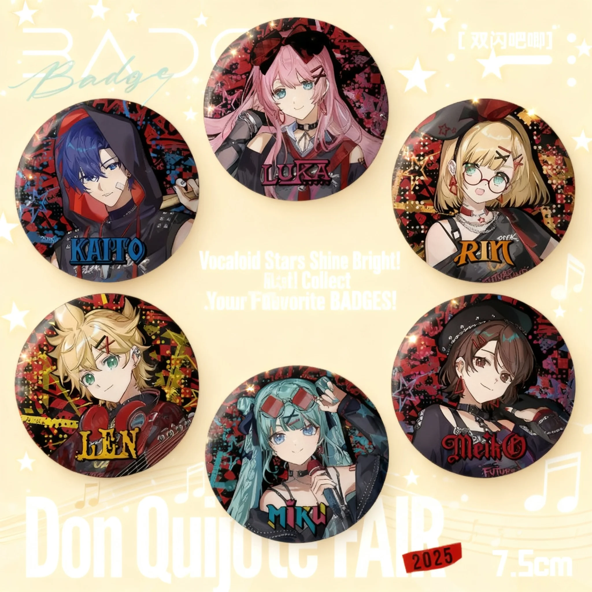 

Miku Hatsune Don Quixote Collaboration Anime Badge Pin Kagamine Rin Double Flash Metal Button Brooch Collectible Merchandise