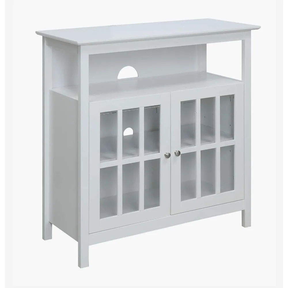 

Big Sur Highboy TV Stand with Storage Cabinets and Shelves in White Finish