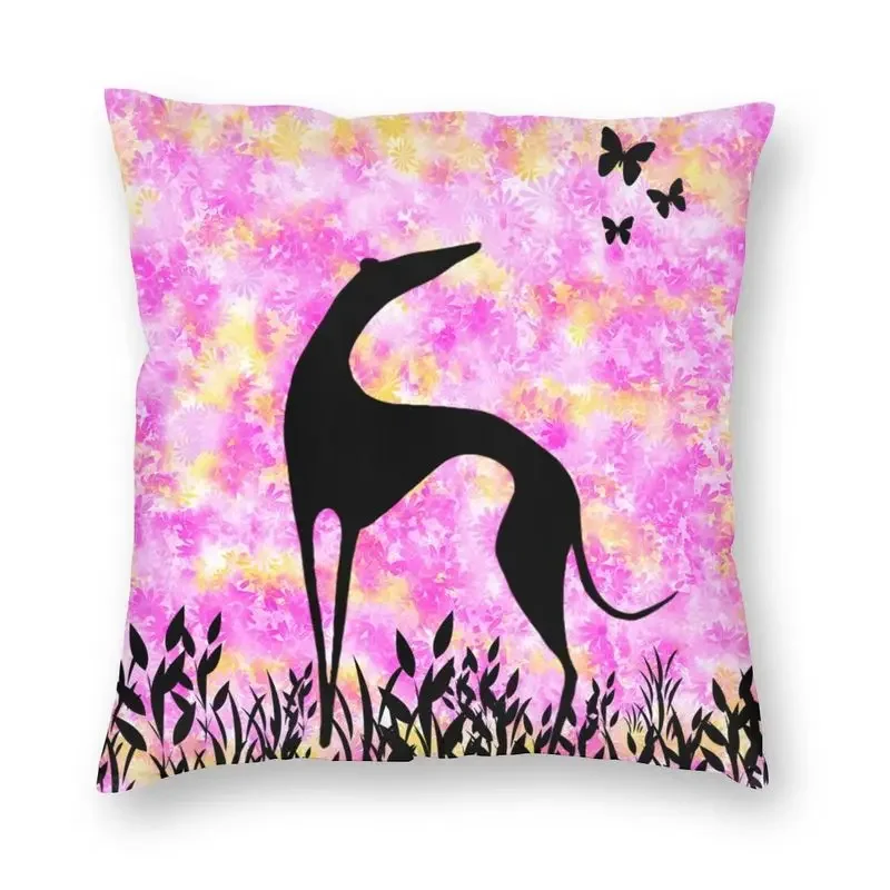 45x45cm Greyhound Art Silhouette Cushion Cover Sofa Home Decor Whippet Square Polyester Pillowcase