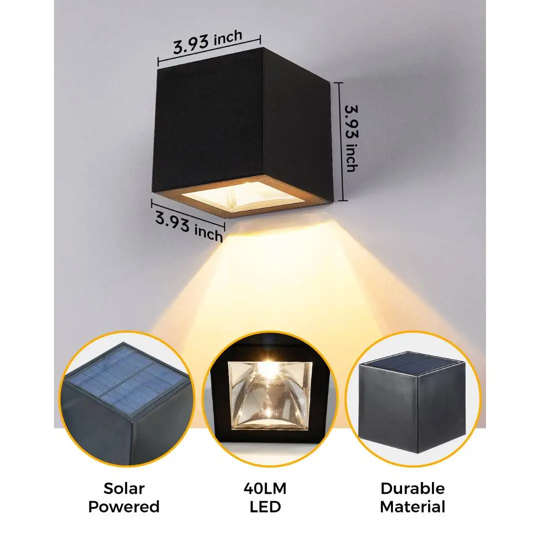 Outdoor Solar Wall Light Square Modern Solar Wall Sconce Lights Waterproof Down Lighting For House Wall Porch Garden Fence Decor view 3