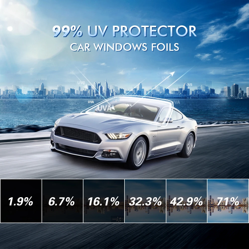 Car Window Foils Protector 50x300cm Solar UV Protector 71% VLT House Car Window Glass Tint Film Foils Auto Solar Sun Shade Films