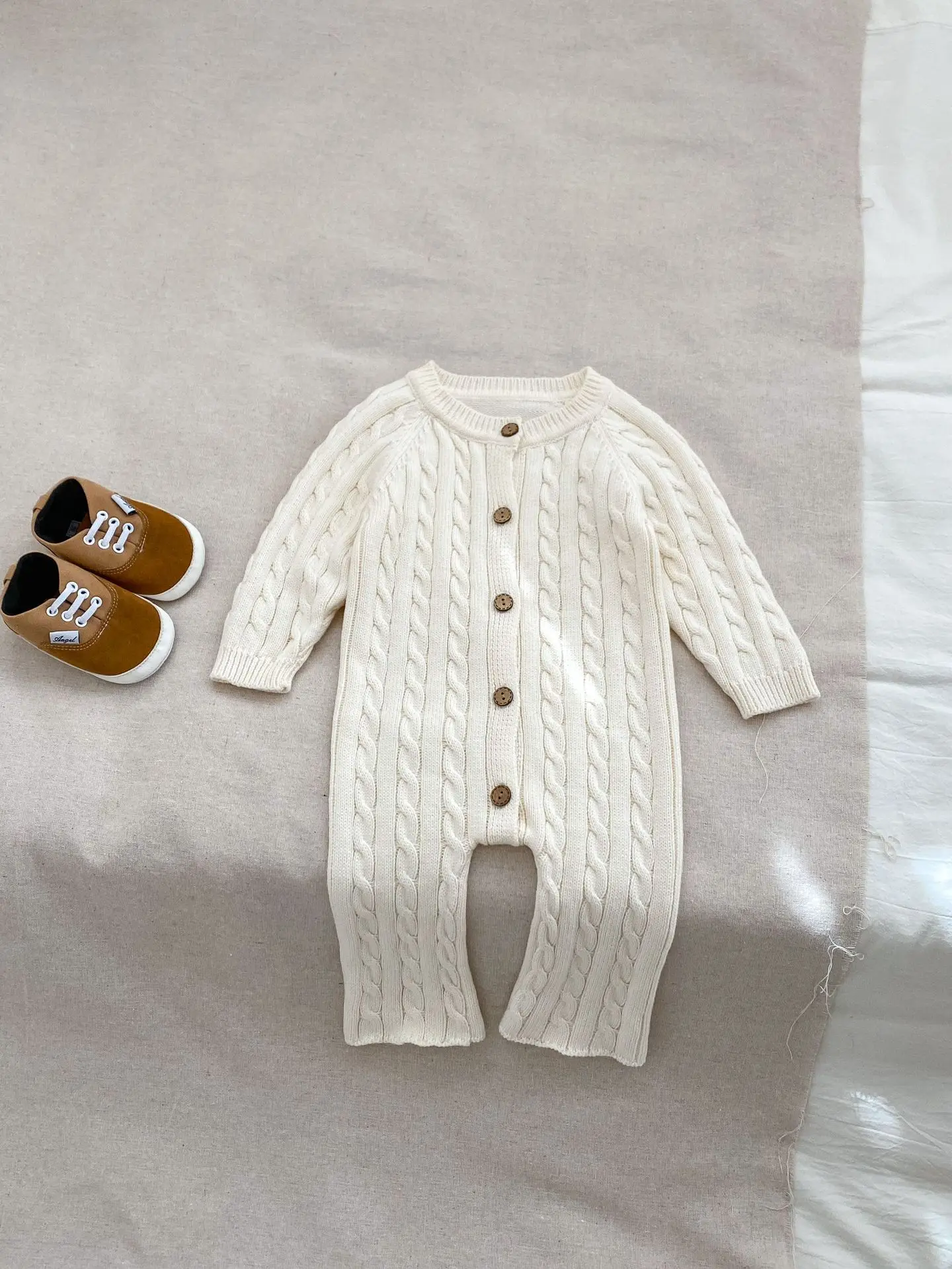 Baby Girl Rompers Autumn New Baby One-piece Garment Solid Knitting Sweater Casual Simple Fashion Loose Sweet Korean Active Cute