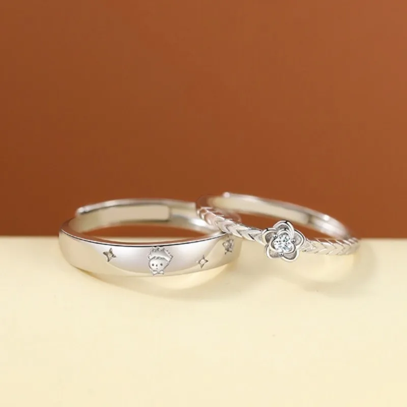 Silver Color Prince Rose Couple Rings for Women Men New Trendy Forever Love Engagement Lovers Ring Valentine\'s Day Jewelry Gifts