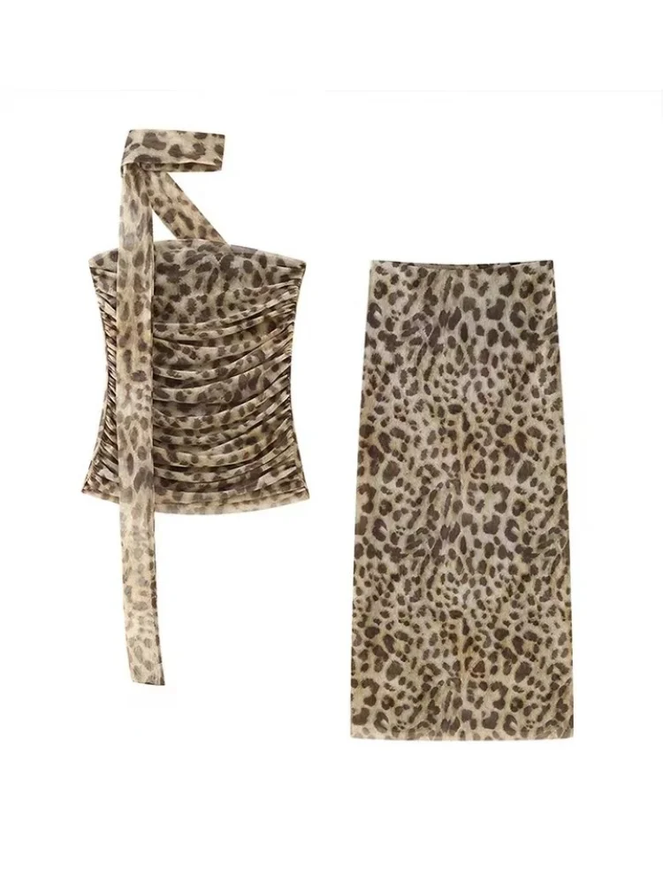 Falda de cintura alta estilo Spice Girl con estampado de leopardo y personalidad, novedad de verano para mujer de estilo europeo y americano