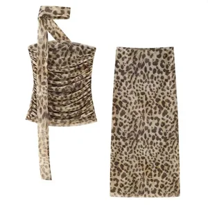 Tulle skirt with leopard print vintage woman high waist long skirts for women summer mesh midi skirt elegant skirts feminine skirts 8 Main Sales Women's Tulle Skirt - №4