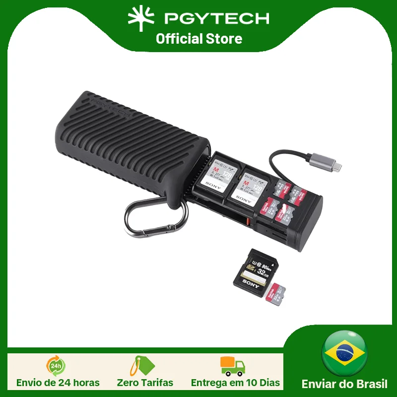 PGYTECH CreateMate Leitor de Cartão de Memória de Alta Velocidade USB 3.1 Tipo-C Adaptador SD / TF Dual-Slot Transferência de Dados Ferramenta Leitor de Cartão de Memória