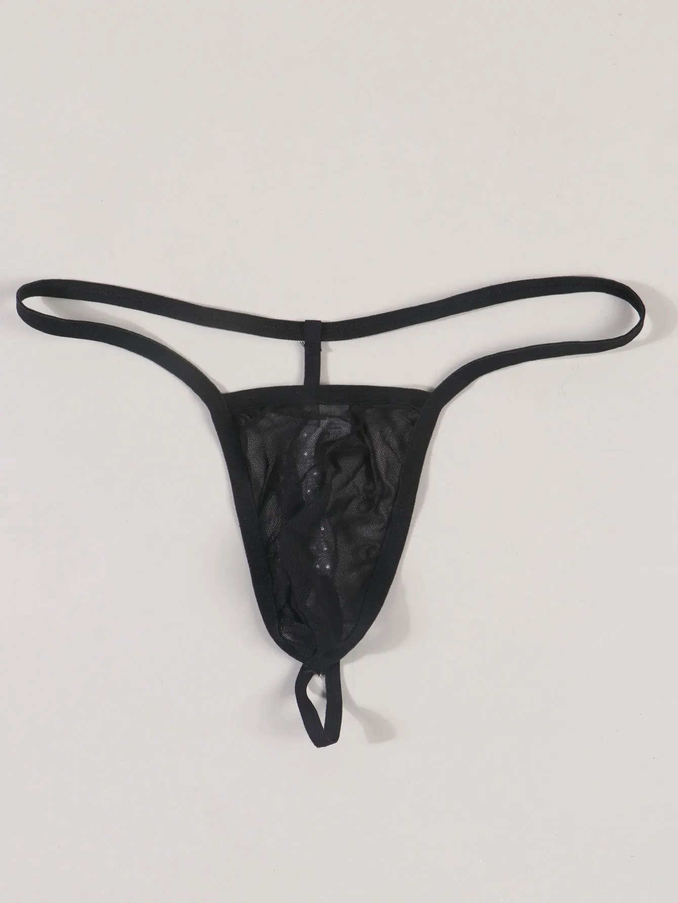 T-back Thongs with Pearls Men Sexy Bulge Pouch Underpants Underwear Mini Panties with Massage Pearls Male See-through Knickers
