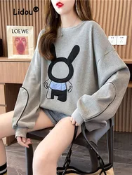 Casual Printing Cartoon Characters Loose Sweatshirts Women New Classic Personality Long Sleeve All-match O-collar Pullove Top