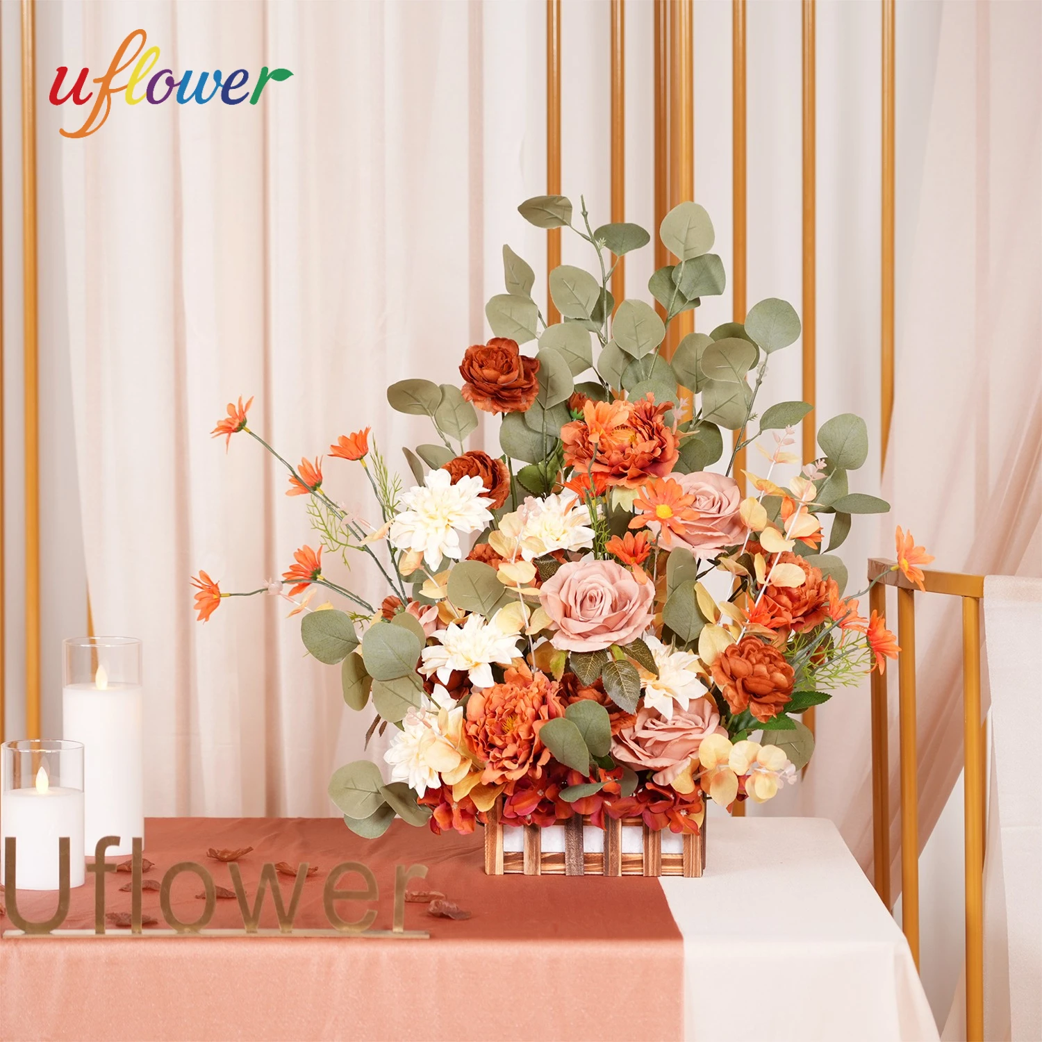 

Uflower Rose Artificial Flower Large Ball Silk Bouquet Wedding Wreath Outdoor Garden Archway Road Lead Flower Ball Home Decor
