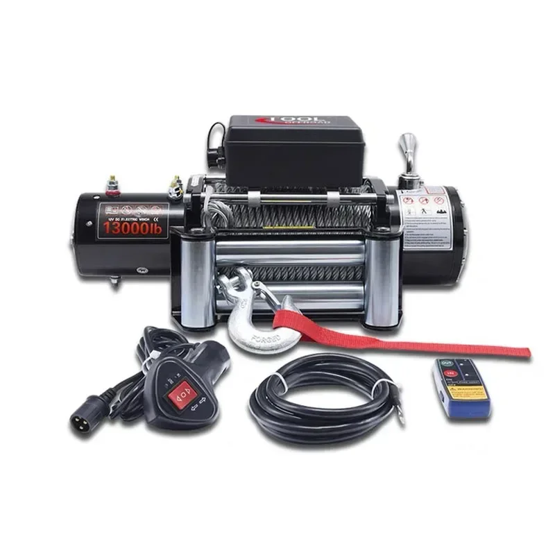 Cross-border13000LBS 5897.5Kg 12V Electric Synthetic Rope Winch Gear Train Roller Fairlead.