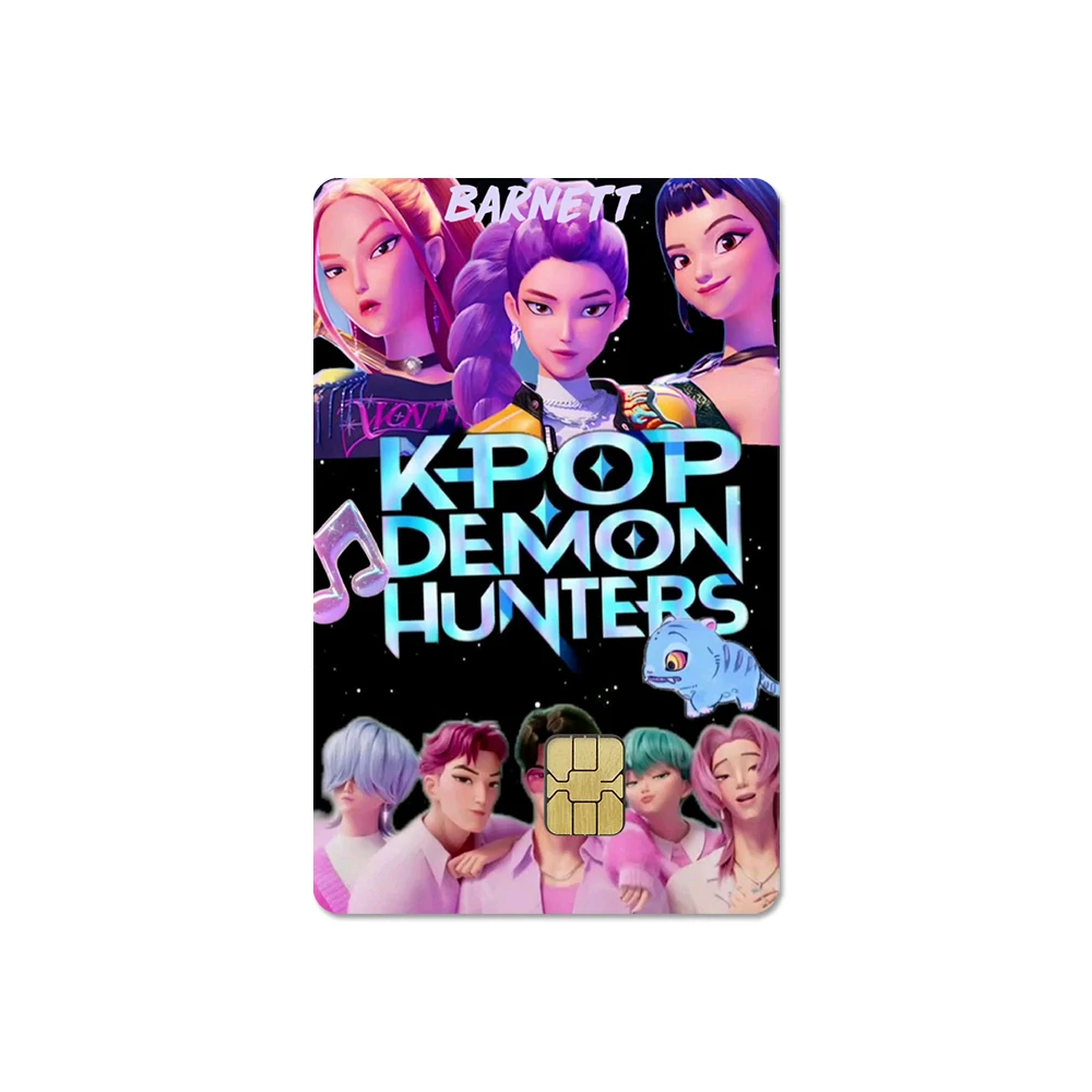 Kawaii k-pop demônio saja meninos cartão adesivos de pele para cartão de crédito bonito pvc banco ônibus visto capa de filme à prova dwaterproof água adesivo suave presente