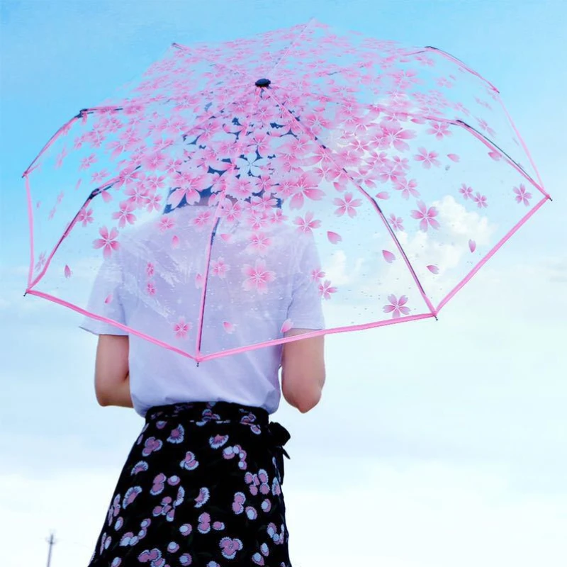 Transparent Umbrella Umbrella Folding Sun Art Fresh and Cute High Beauty Manual Umbrella Transparent Romantic Umbrella