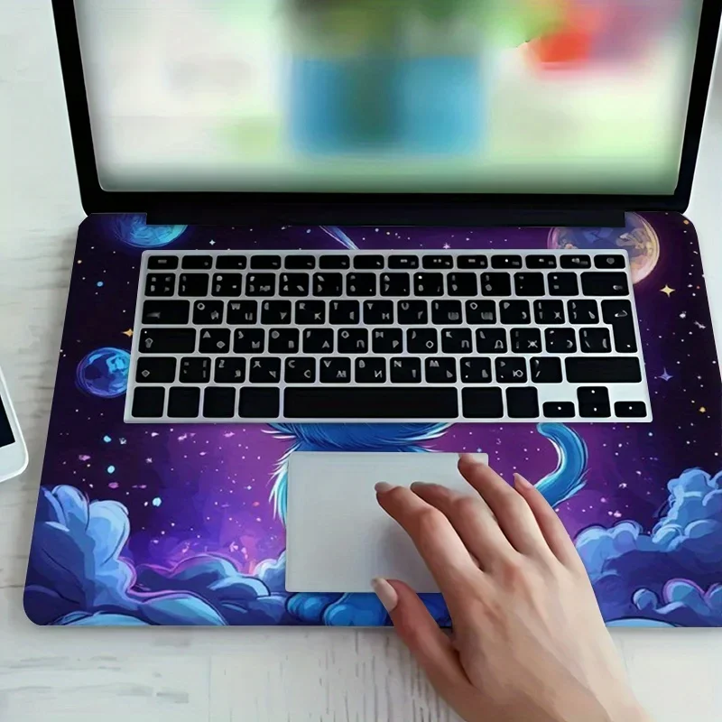 Pack of 3, including 1 spare, no need to worry about peeling, computer light beige new space cat notebook sticker, PVC material