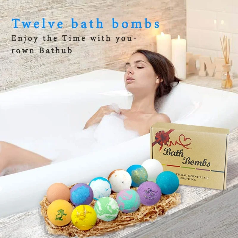 12pcs/box Bath Salt Balls Set Natural SPA Essential Oil Best Birthday New Year Gifts For Girlfriends Moms Xmas Salt Bath Balls