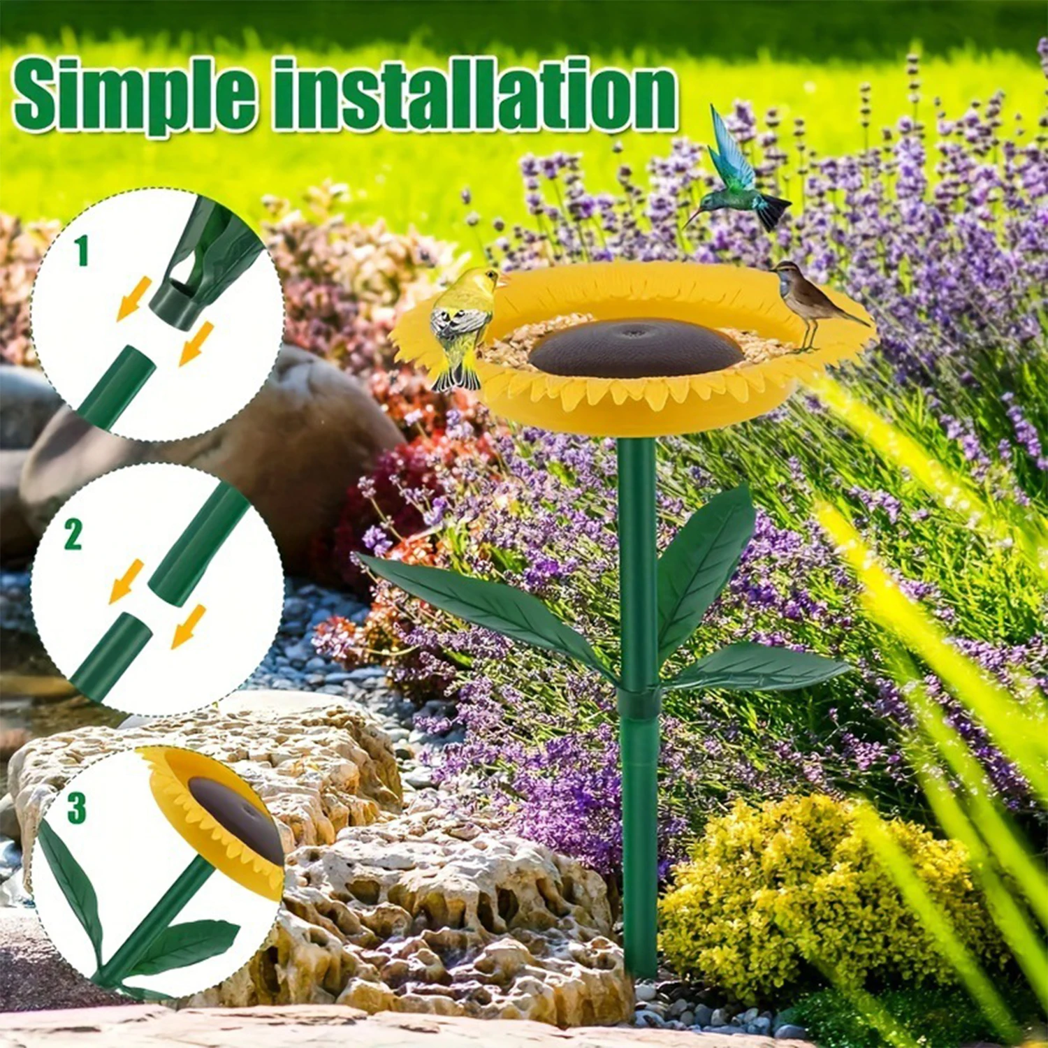 Comedero floral para aves de pie en jardín - Decoración exterior - imagen 4