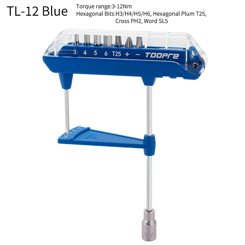 Toopre Torque Pointer Integrated Hexagonal Bicycle Maintenance  High Precision Torque Tool Box Torque Wrench Set Tl-12