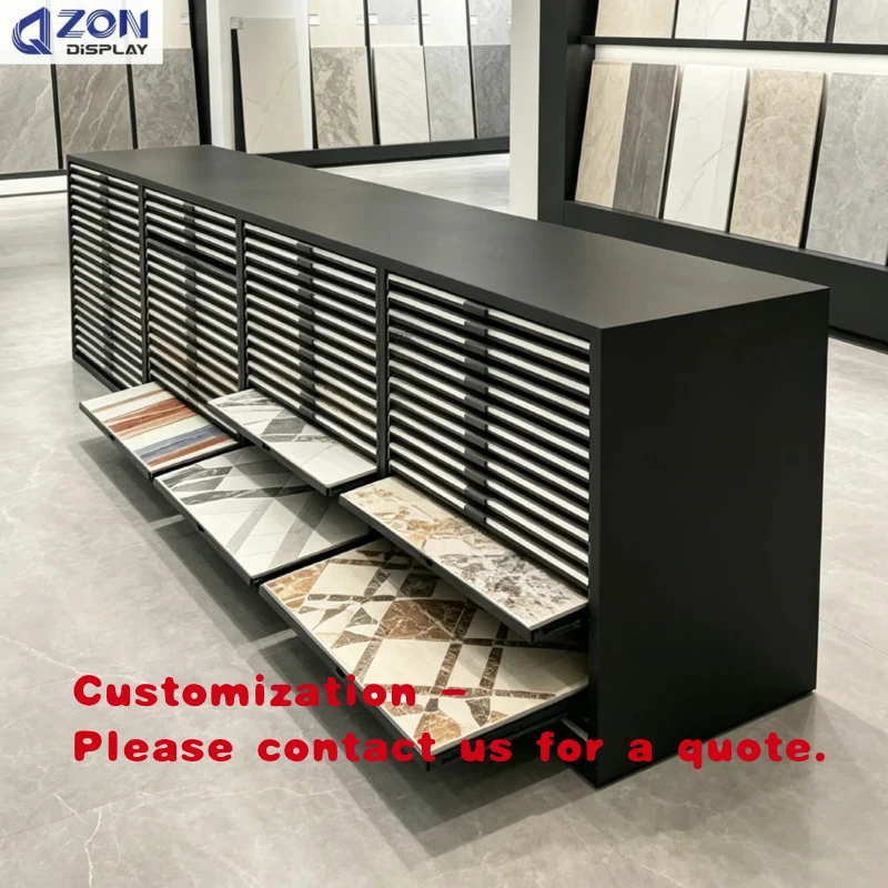 custom.Customized Tile Drawer Display Cabinet Sliding Rack High Capacity Ceramic Marble Quartz Granite Stone S
