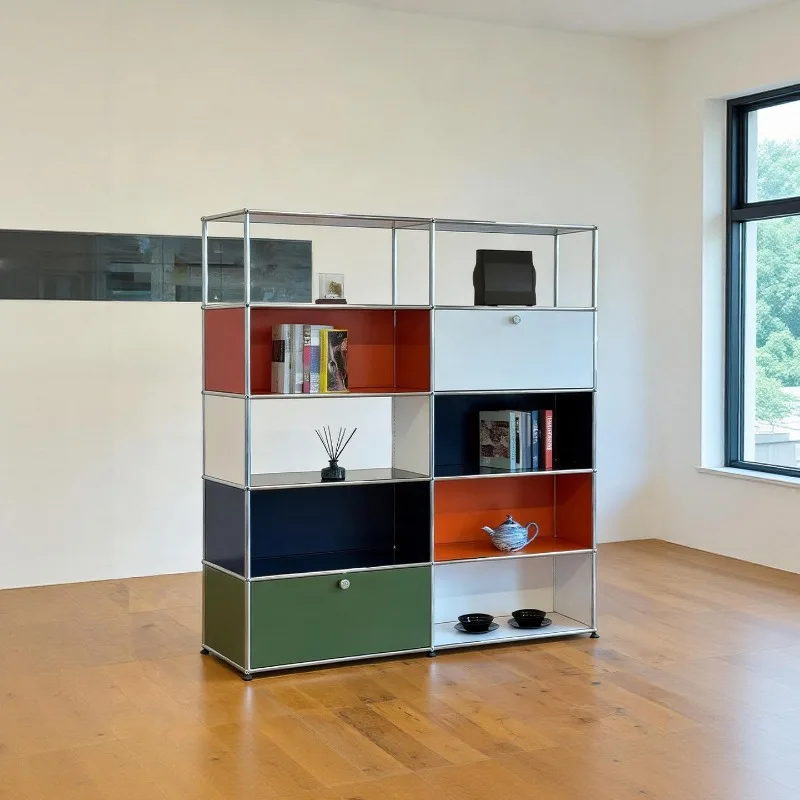 Bookcase module combination medium antique color matching advanced sense storage cabinet