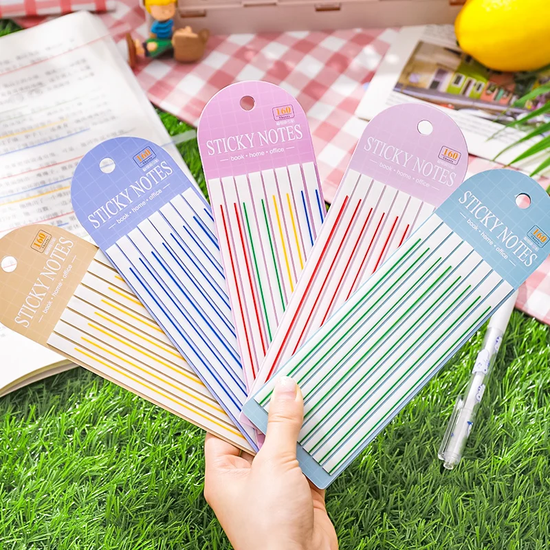 25Sheets Transparent Sticky Notes thin long strips Colorful highlighting Stickers fluorescent index Stationery Scrapbook 20*6CM