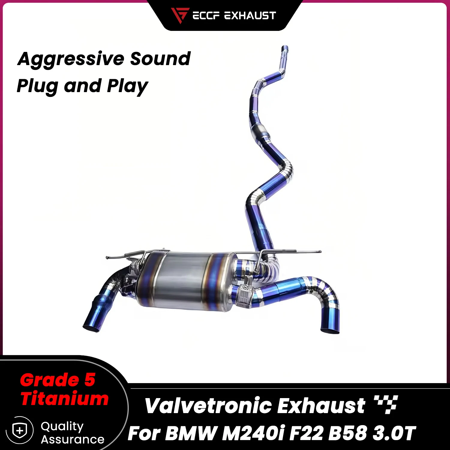 

Sporty TItanium Valve Catback Exhaust for BMW M240i F22 B58 3.0T Freely Adjustable Sound Control Easy Installation