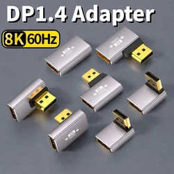 8K60Hz 4K144Hz Displayport Cable Adapters 90 Degree Up Down Left Right Angled DP Male-Female Converter Adapter for PC Monitor
