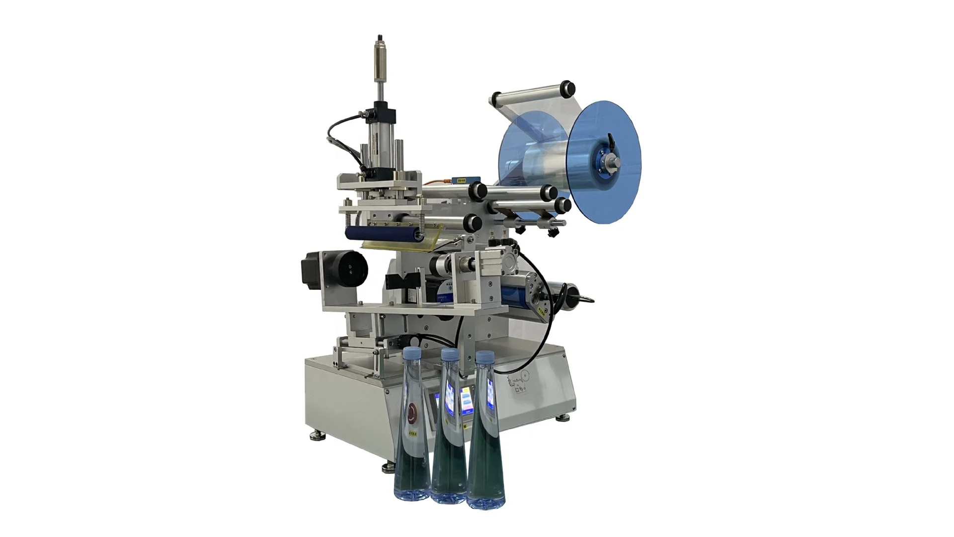 Automatic Roller Flat and Motor Rotary Labeling Machine Lotion Liquids Bottle Labeling Machine with Transparent Label Sensor