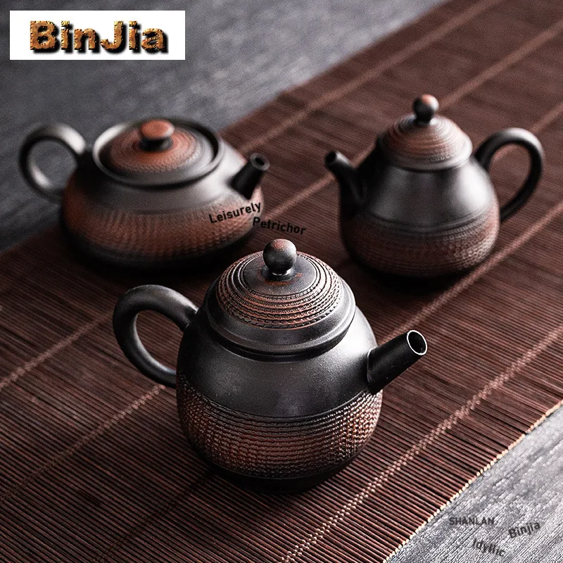 Handmade Knife Jump Purple Pottery Teapot Elegant Tea Infuser Pot Household Tea Maker Kettle with Filter Cha Accessories Craft