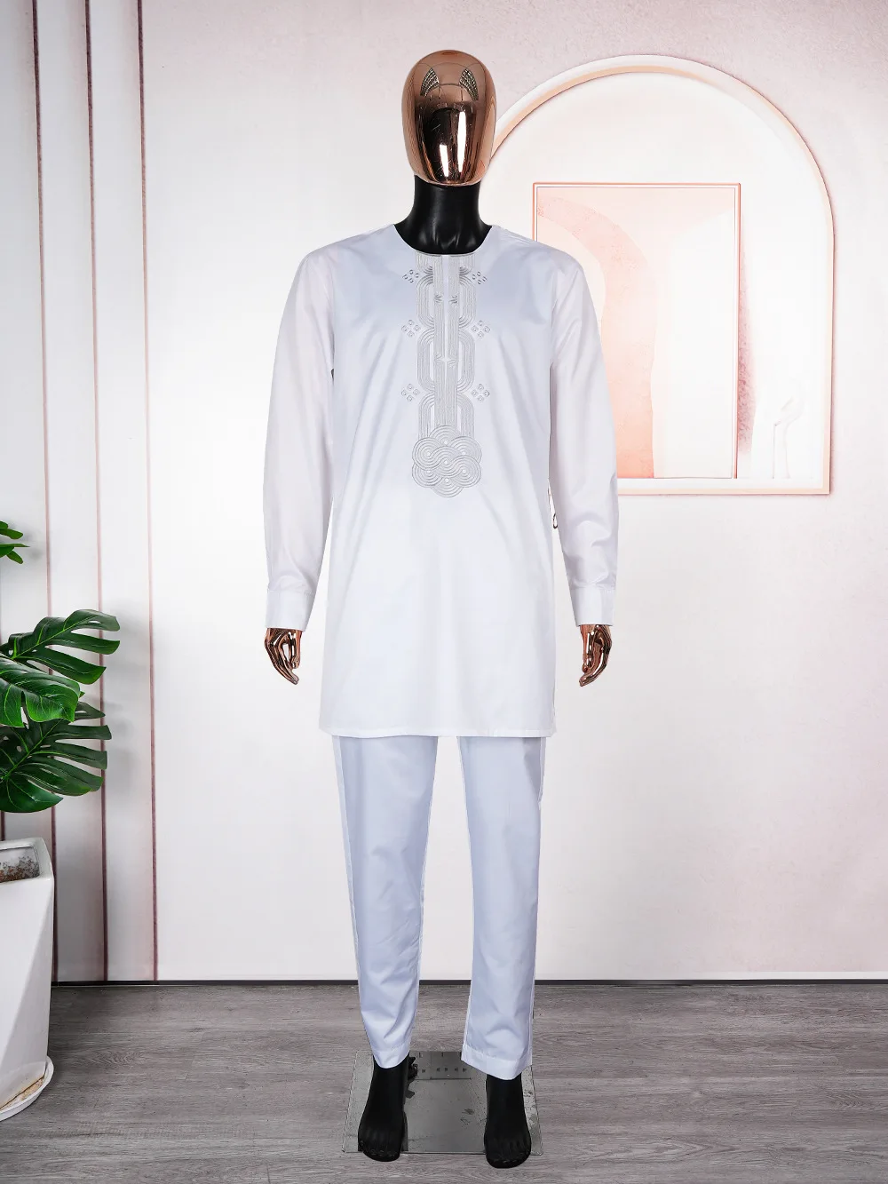 

Eid Dubai Muslim Robe Arab Men Ramadan Solid Color Pakistan Arabia Turkey Abaya Male 2 Piece Set Tops and Pants Islamic Clothing