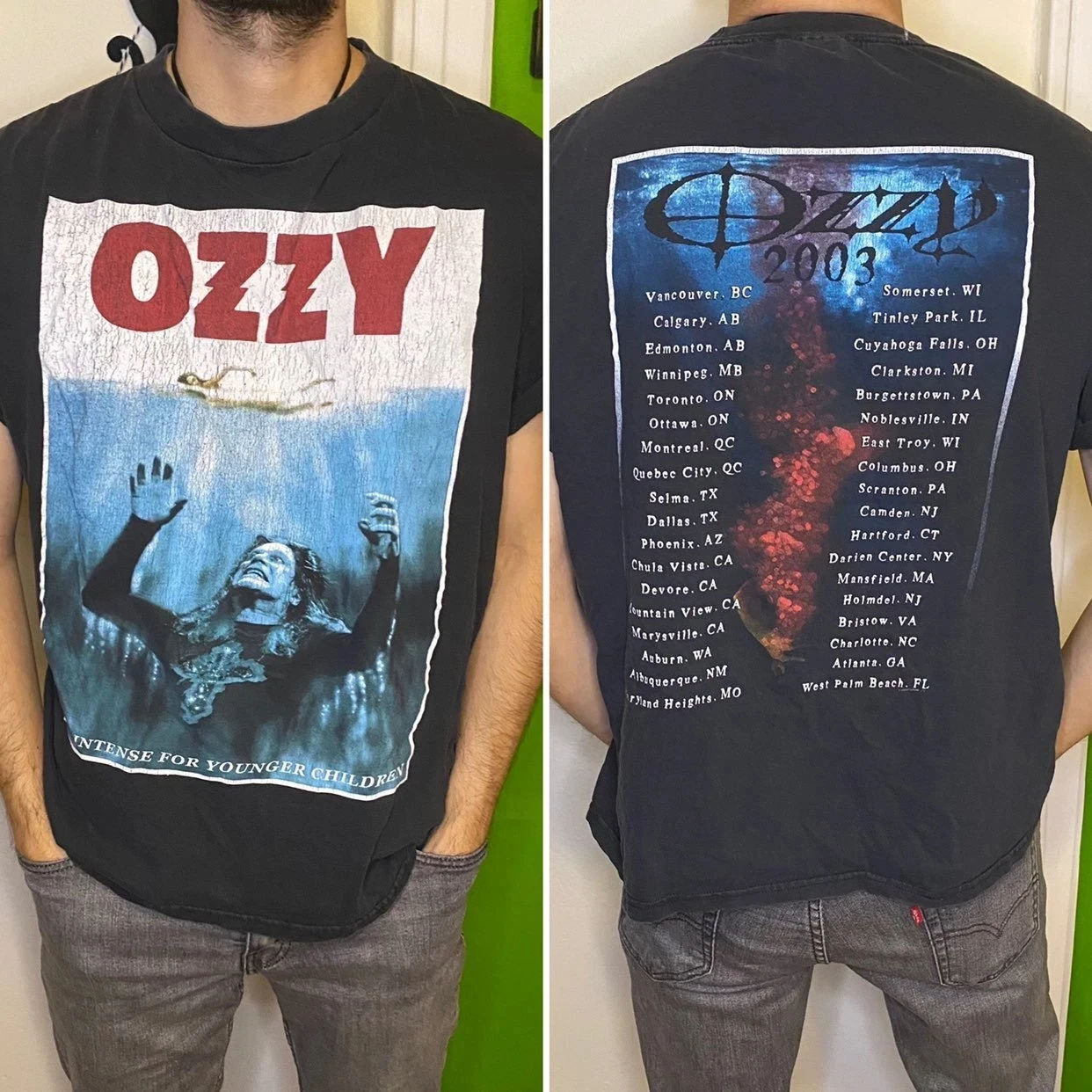 

Ozzy Osbourne 2 Side Tour 2003 Black T Shirt Reprint Digital Tee High-end Luxury Is for Both Men and Women Top Y2k