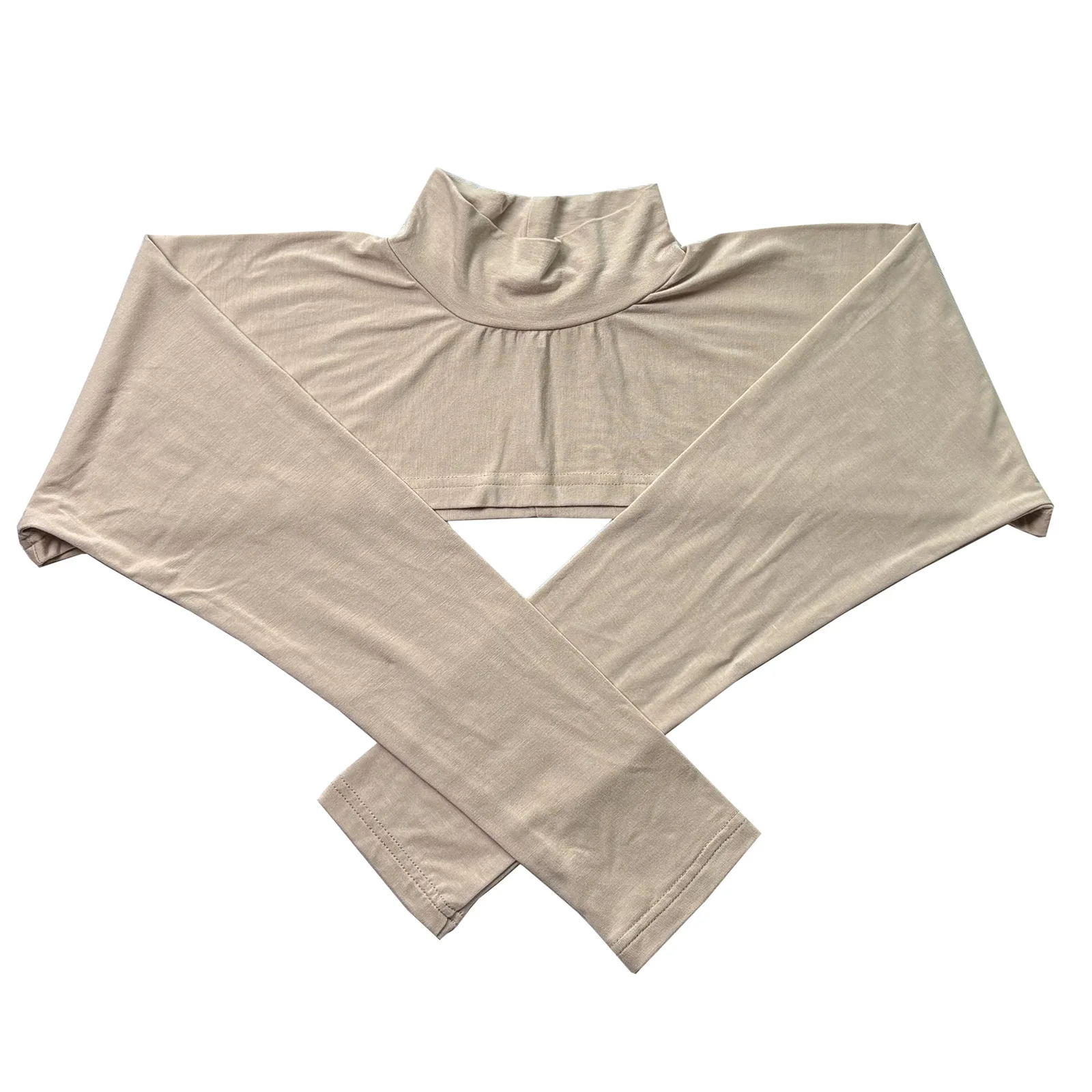 Women Solid Color Modal High Neck Shrug Cape Long Raglan Sleeve Arm Cover Top Soft Stretchy Pullover Shawl One Size Daily Wear
