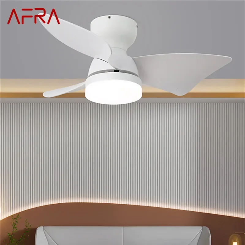 AFRA-Modern LED Ceiling Fan Light, Luxo Sala de estar, Restaurante, Quarto, Quarto de Criança, Elétrico, Remoto