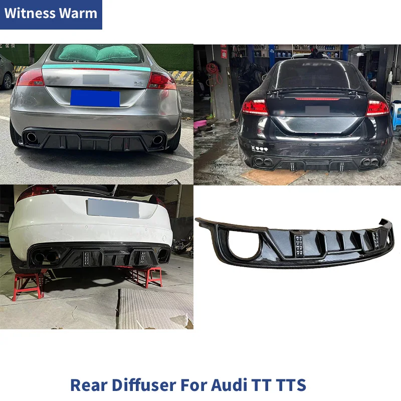

Для Audi TT TTS узор из углеродного волокна яркий черный автомобильный задний диффузор бампер спойлер 2008-2014