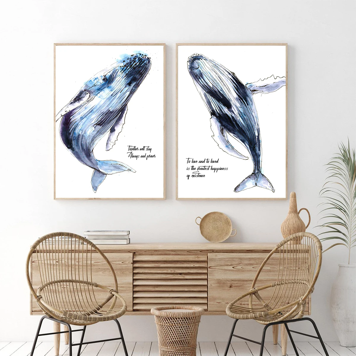 

Watercolor Whale Art Prints Infauna Poster Nursery Canvas Painting Decoration Nordic Wall Art Pictures Children Room Home Decor