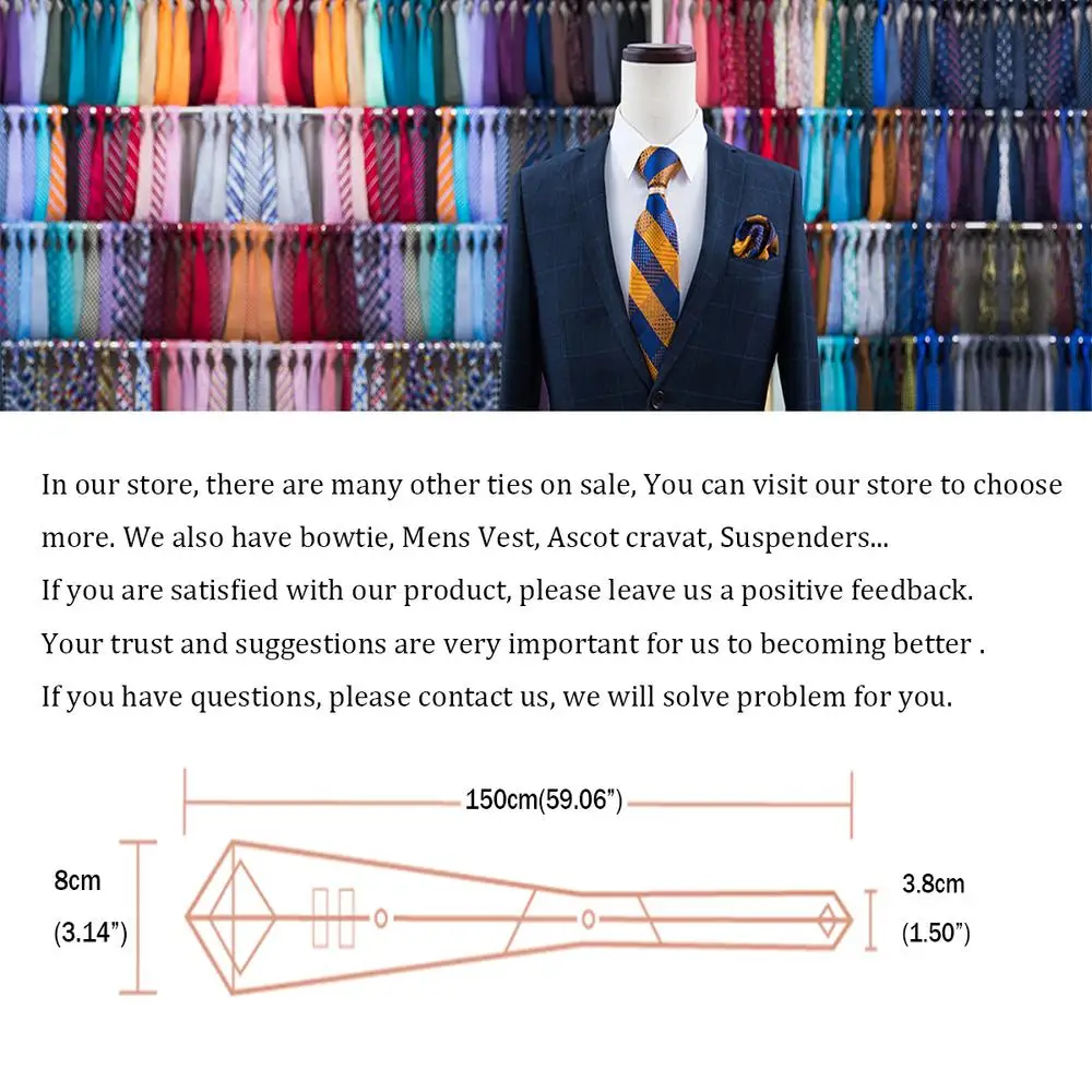 Luxury Black Solid Paisley Tie Set Pocket Square Cufflinks 8cm Jacquard Woven Silk Wedding Party Neck Tie for Men Accessories