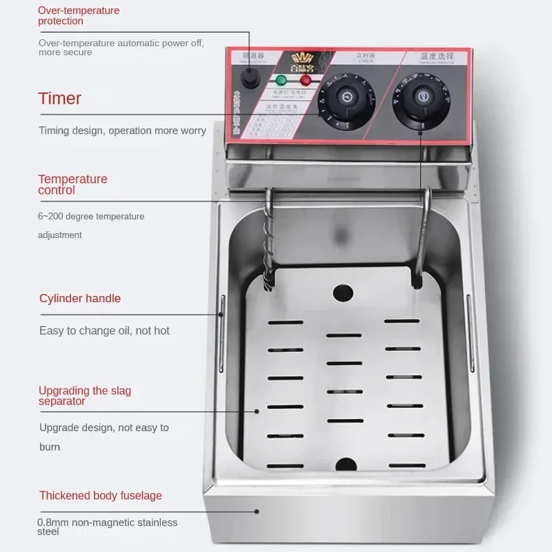 Large Capacity Commercial Electric Fryer MultiFunction Deep Fryer for Stalls and Food Stands Quick Fry Appliance Easy Operation